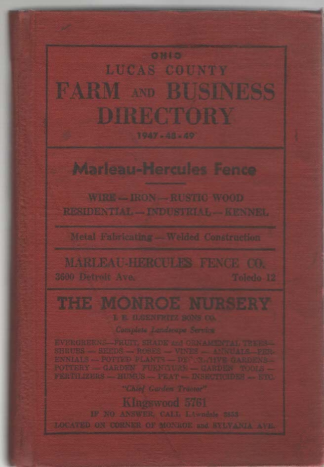 Ohio Lucas County Farm and Business Directory 1947-48-49 Image for Ohio Lucas County Farm and Business Directory 1947-48-49
