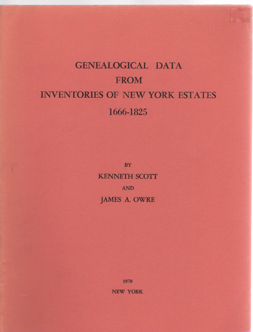 Image for Genealogical Data from Inventories of New York Estates 1666-1825